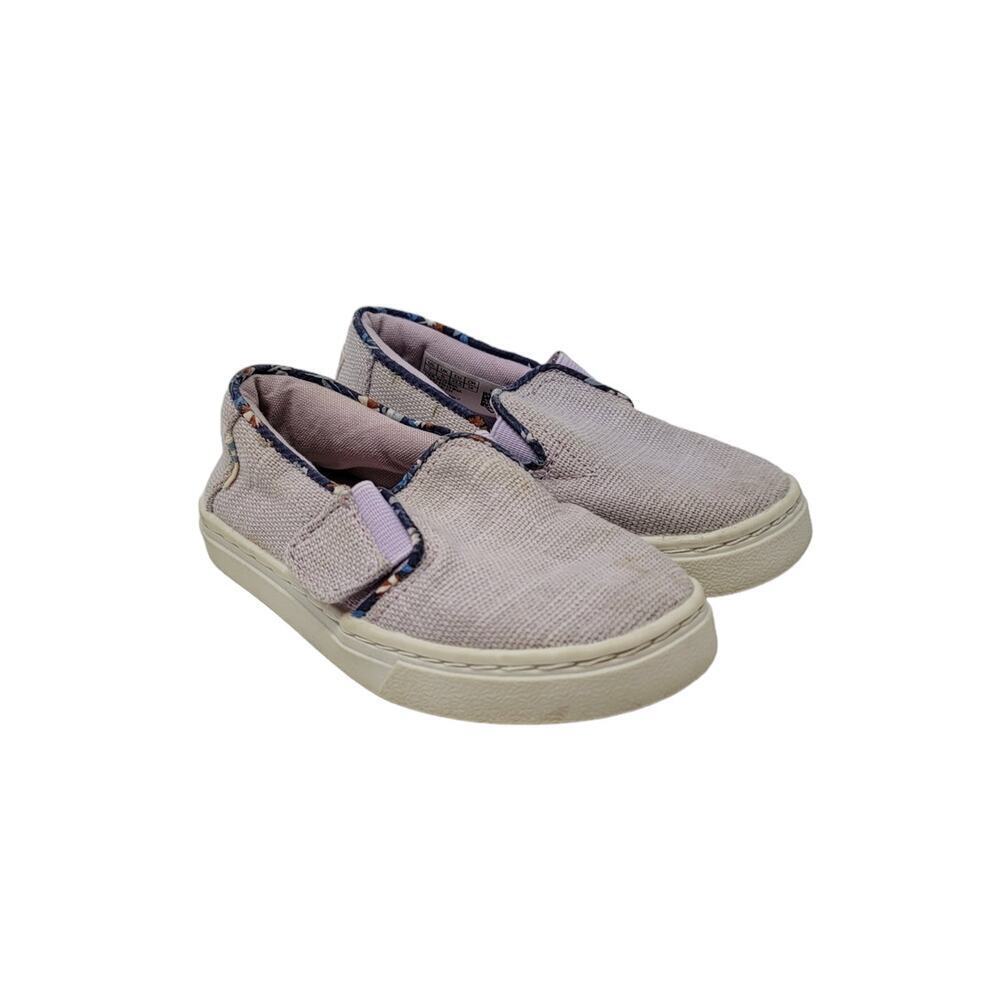 Toms Tiny Luca Shoes Toddler Size 7 Lavender Nylon Canvas Slip-On Casual